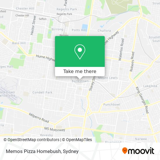 Mapa Memos Pizza Homebush