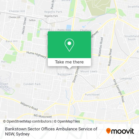 Mapa Bankstown Sector Offices Ambulance Service of NSW