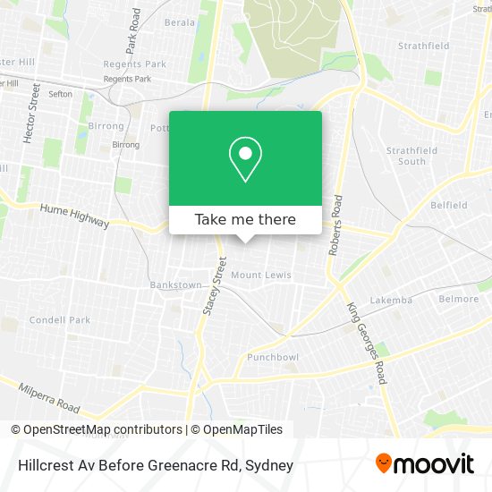 Hillcrest Av Before Greenacre Rd map