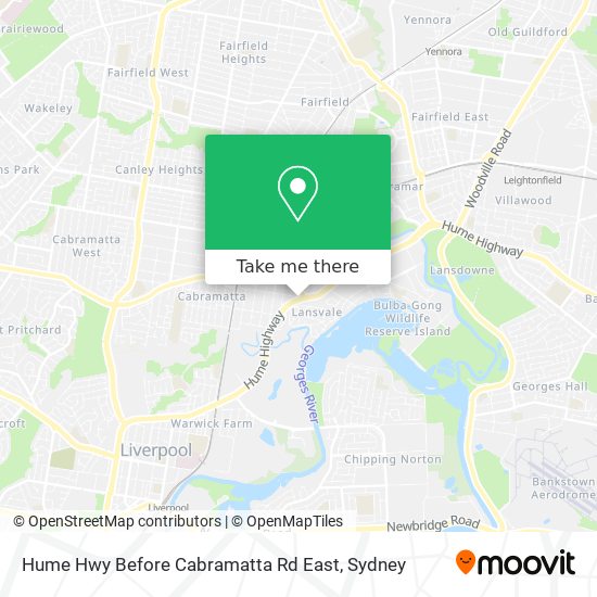 Hume Hwy Before Cabramatta Rd East map