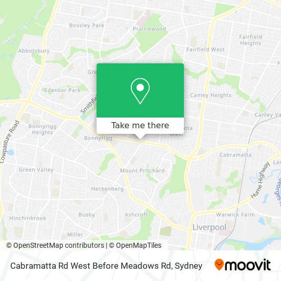 Cabramatta Rd West Before Meadows Rd map