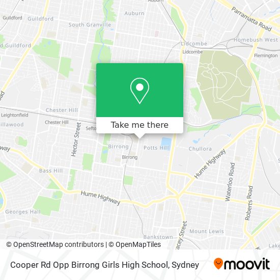 Cooper Rd Opp Birrong Girls High School map