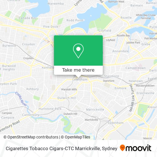 Cigarettes Tobacco Cigars-CTC Marrickville map