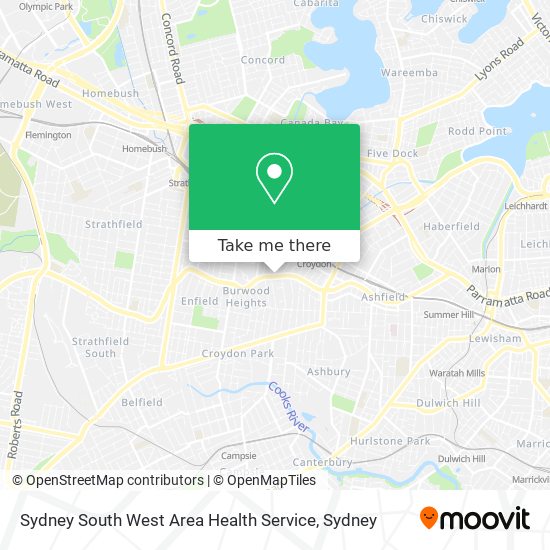 Sydney South West Area Health Service map
