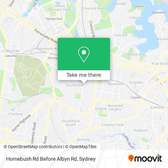 Homebush Rd Before Albyn Rd map