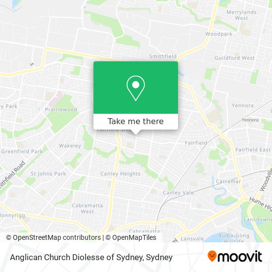 Anglican Church Diolesse of Sydney map