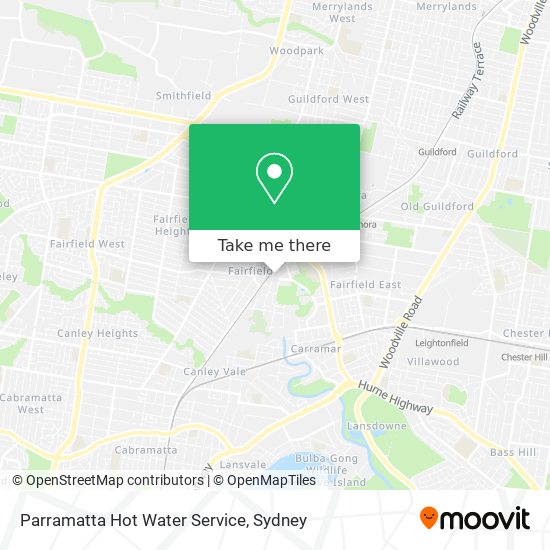 Mapa Parramatta Hot Water Service