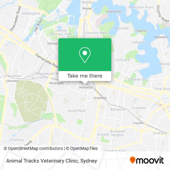 How to get to Animal Tracks Veterinary Clinic in Homebush (NSW) by Train,  Bus or Light rail?
