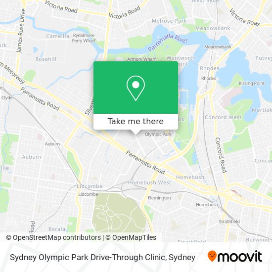 Mapa Sydney Olympic Park Drive-Through Clinic