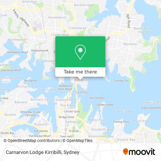 Carnarvon Lodge Kirribilli map