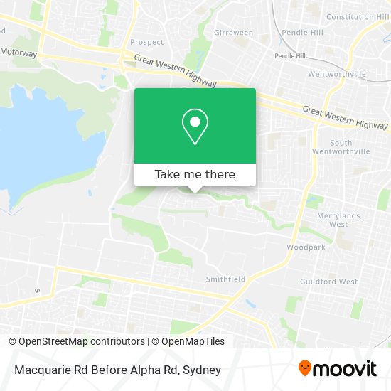 Macquarie Rd Before Alpha Rd map