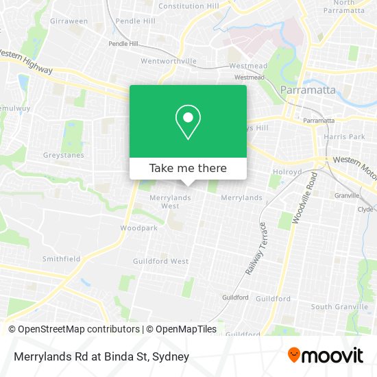 Merrylands Rd at Binda St map