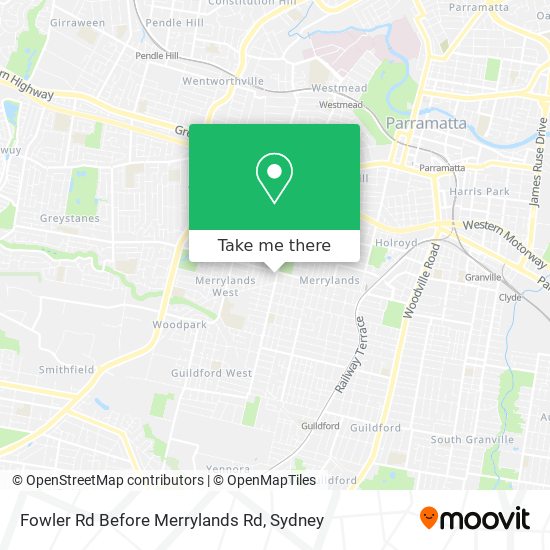 Fowler Rd Before Merrylands Rd map