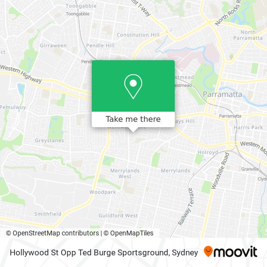 Hollywood St Opp Ted Burge Sportsground map