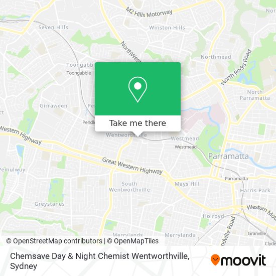 Mapa Chemsave Day & Night Chemist Wentworthville