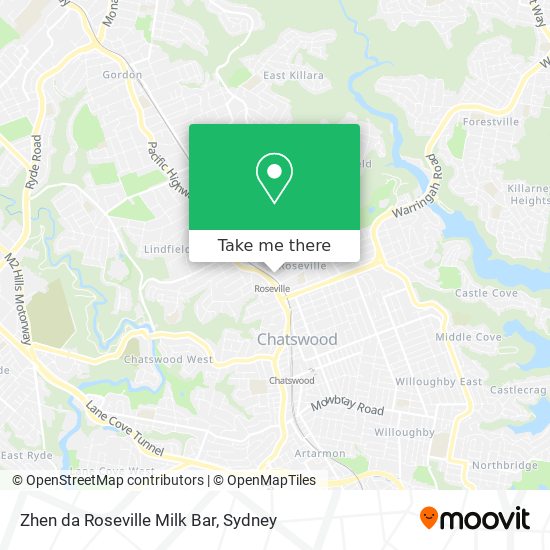 Mapa Zhen da Roseville Milk Bar