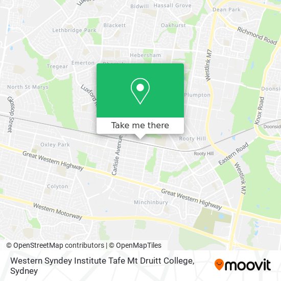 Mapa Western Syndey Institute Tafe Mt Druitt College