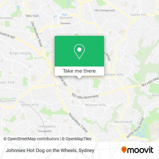 Johnnies Hot Dog on the Wheels map
