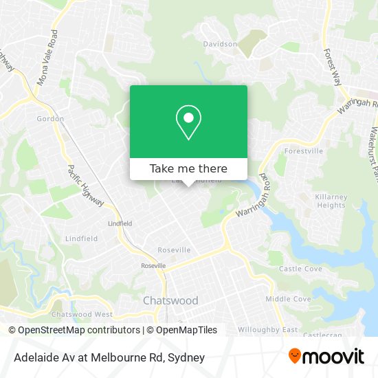 Mapa Adelaide Av at Melbourne Rd