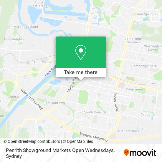 Mapa Penrith Showground Markets Open Wednesdays