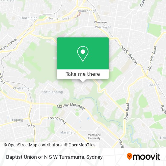 Mapa Baptist Union of N S W Turramurra