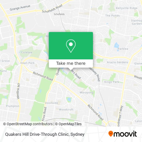 Quakers Hill Drive-Through Clinic map