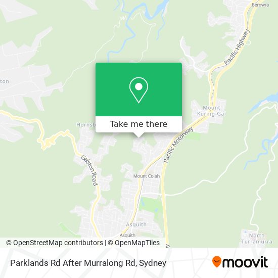 Parklands Rd After Murralong Rd map