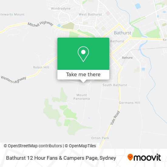 Bathurst 12 Hour Fans & Campers Page map