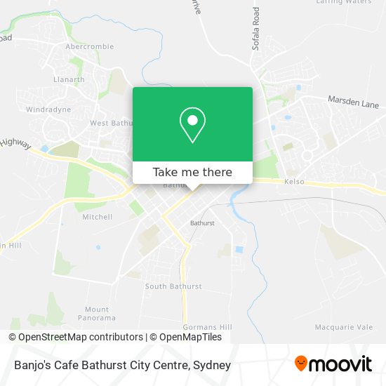 Banjo's Cafe Bathurst City Centre map