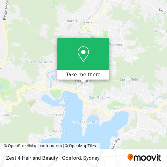 Zest 4 Hair and Beauty - Gosford map