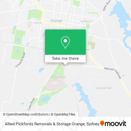 Mapa Allied Pickfords Removals & Storage Orange