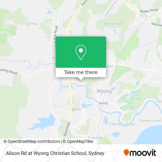 Alison Rd at Wyong Christian School map