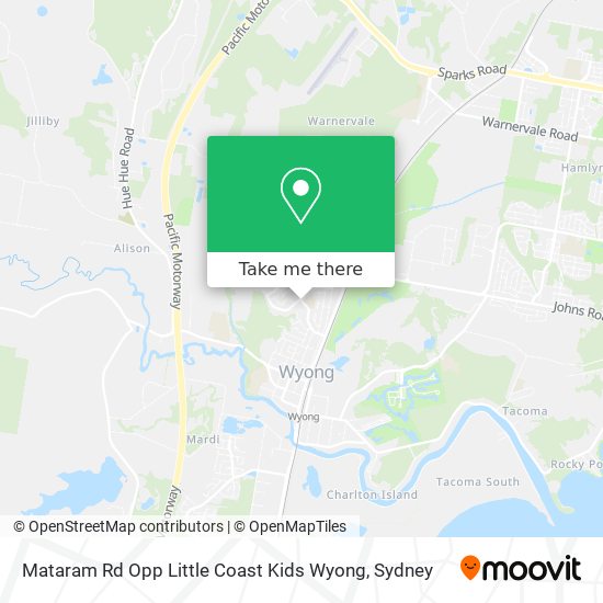 Mataram Rd Opp Little Coast Kids Wyong map