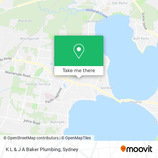 Mapa K L & J A Baker Plumbing