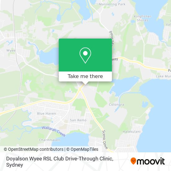 Mapa Doyalson Wyee RSL Club Drive-Through Clinic