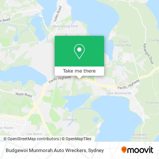 Budgewoi Munmorah Auto Wreckers map