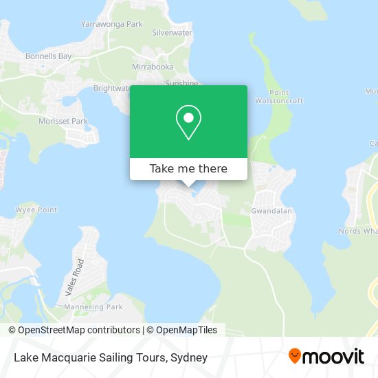 Lake Macquarie Sailing Tours map