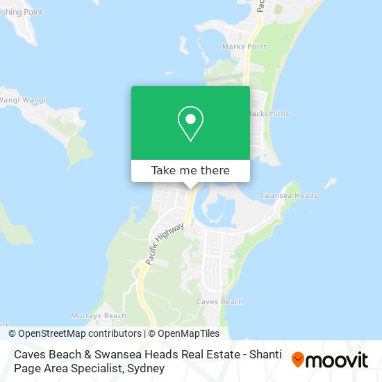 Mapa Caves Beach & Swansea Heads Real Estate - Shanti Page Area Specialist