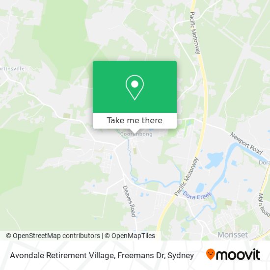 Avondale Retirement Village, Freemans Dr map