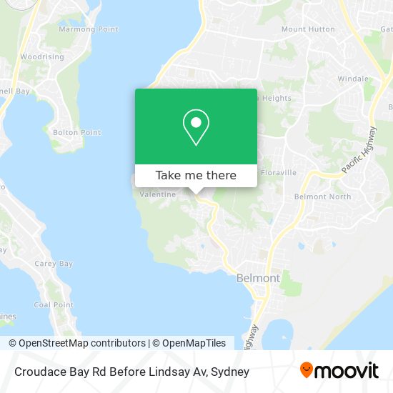 Mapa Croudace Bay Rd Before Lindsay Av