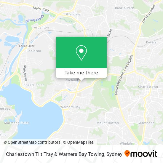 Charlestown Tilt Tray & Warners Bay Towing map