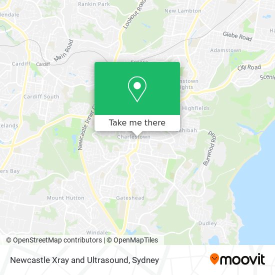 Mapa Newcastle Xray and Ultrasound
