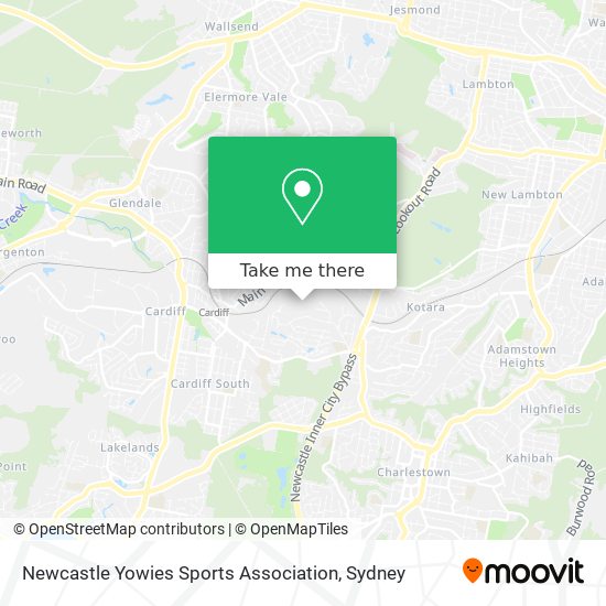 Mapa Newcastle Yowies Sports Association