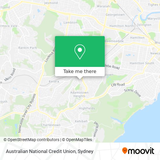 Mapa Australian National Credit Union