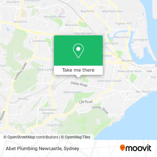 Abet Plumbing Newcastle map