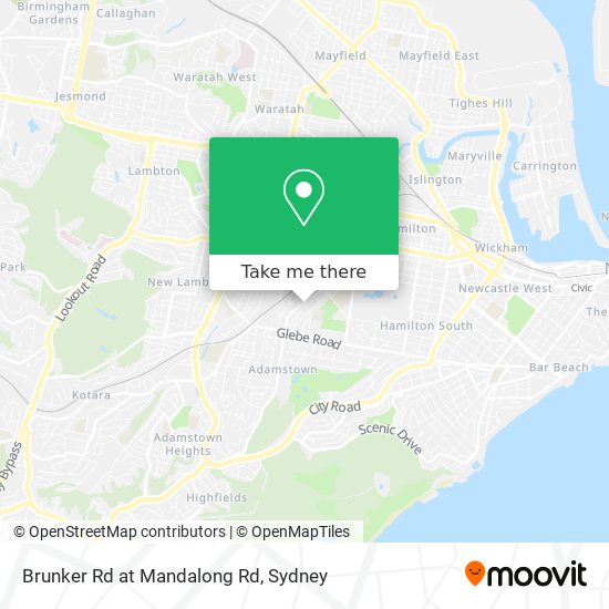 Brunker Rd at Mandalong Rd map