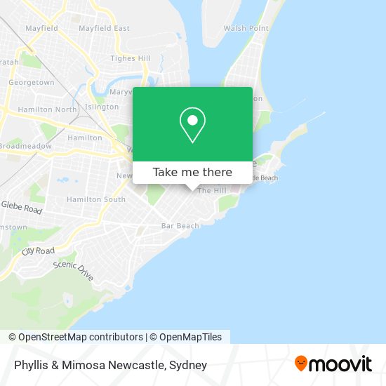 Phyllis & Mimosa Newcastle map