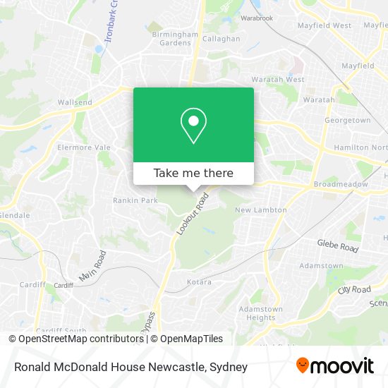 Mapa Ronald McDonald House Newcastle