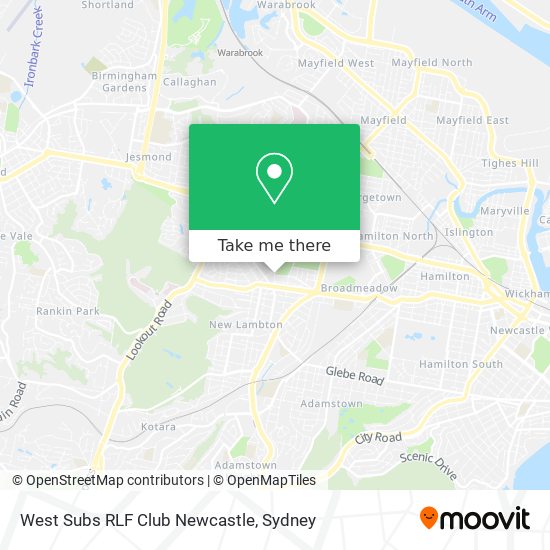 West Subs RLF Club Newcastle map