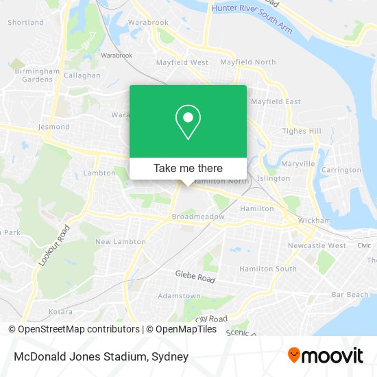 Mapa McDonald Jones Stadium